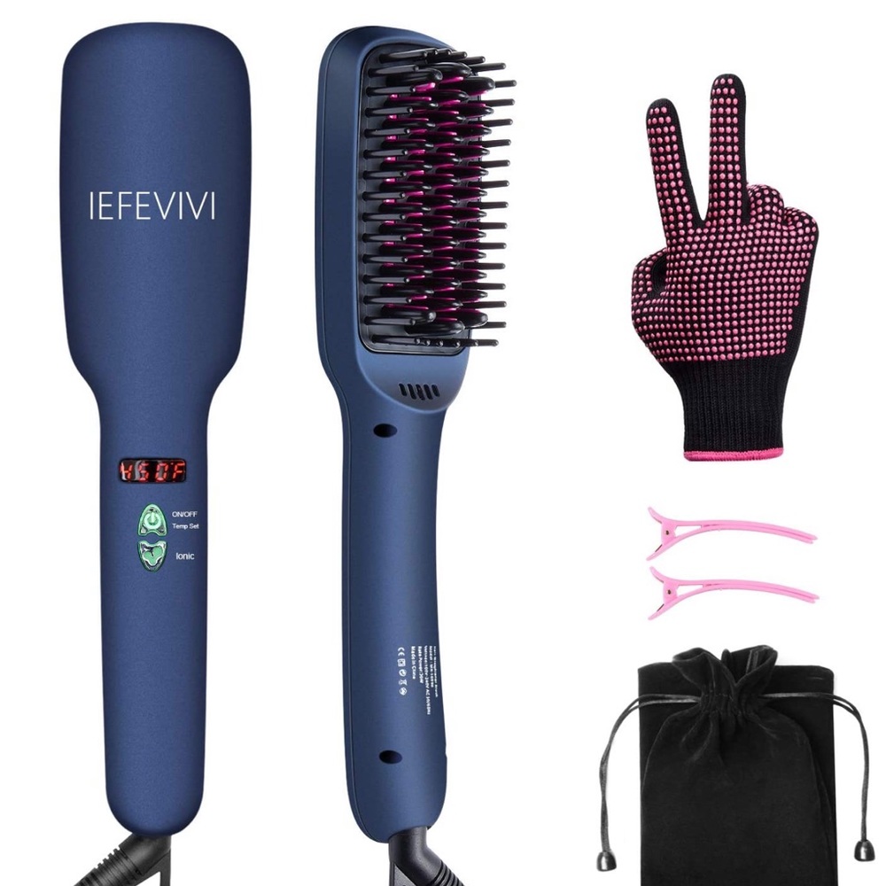 Blue Electric Hair Straightening Brush